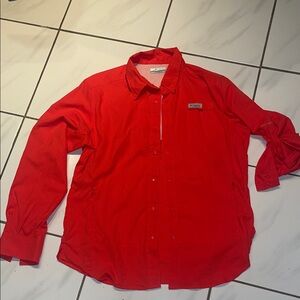 Columbia Bold Red Button-Up Shirt